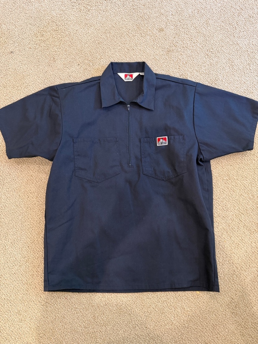 Ben Davis Men's Navy Half-Zip Work Shirt with Chest Pockets